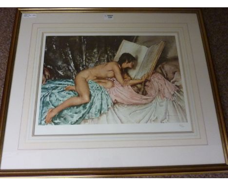 'Janelle and the Volume of Treasures', Sir William Russell Flint limited edition colour print with blind stamp numbered in pe