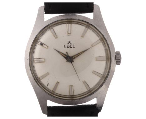 EBEL - a stainless steel mechanical wristwatch, ref. 1830, silvered dial with tapered baton hour markers and sweep centre sec