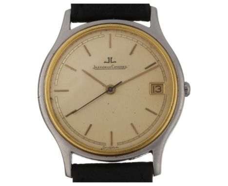 JAEGER LECOULTRE - a bi-colour stainless steel quartz wristwatch, ref. 140.113.5, champagne dial with gilt baton hour markers