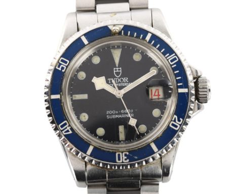 TUDOR - a stainless steel Submariner Snowflake Prince Oysterdate automatic bracelet watch, ref. 7021/0, circa 1970, black dia