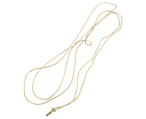 An Antique foxtail link long guard chain necklace, unmarked gold settings, with dog clip, length 140cm, 16.6gChain has severa
