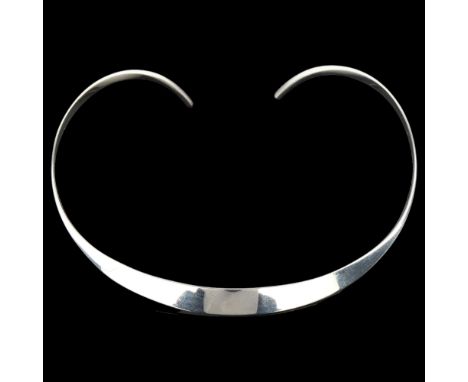 FRANK AHM - a Danish sterling silver neck torque, model no. 88, band width 9mm, internal circumference approx 40cm, 14.4gNo d