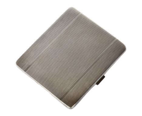 DUNHILL - an Art Deco George VI silver cigarette case, allover engine turned decoration with gilt interior, by Adie Brothers 