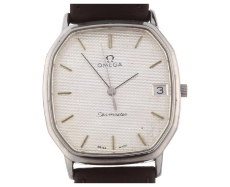 OMEGA - a stainless steel Seamaster quartz wristwatch, ref. 1332, engine turned silvered dial with gilt baton hour markers, s
