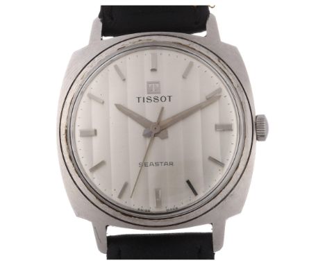 TISSOT - a stainless steel Seastar mechanical wristwatch, silvered dial with baton hour markers and sweep centre seconds hand