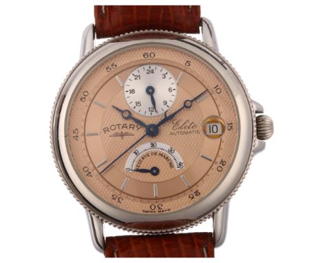 ROTARY - a stainless steel Elite automatic wristwatch, ref. 1.278.0.0.04, engine turned rose gilt dial, with steel baton hour