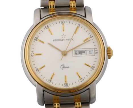 ETERNA-MATIC - a gold plated stainless steel Opera automatic bracelet watch, ref. 2401.40, white dial with gilt baton hour ma