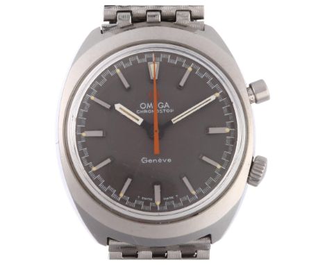 OMEGA - a stainless steel Chronostop Geneve mechanical chronograph bracelet watch, ref. 145.009, circa 1968, space grey dial 