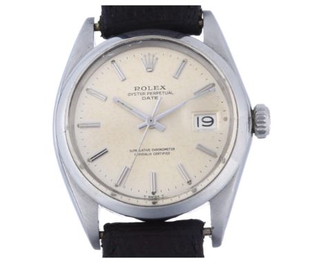 ROLEX - a stainless steel Oyster Perpetual Date automatic wristwatch, ref. 1500, circa 1969, silvered dial with baton hour ma