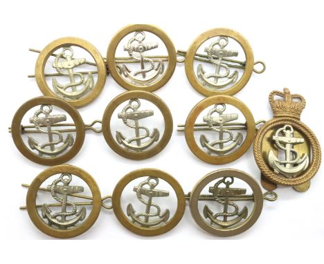 Ten Royal Navy cap badges. P&amp;P Group 1 (£14+VAT for the first lot and £1+VAT for subsequent lots) 