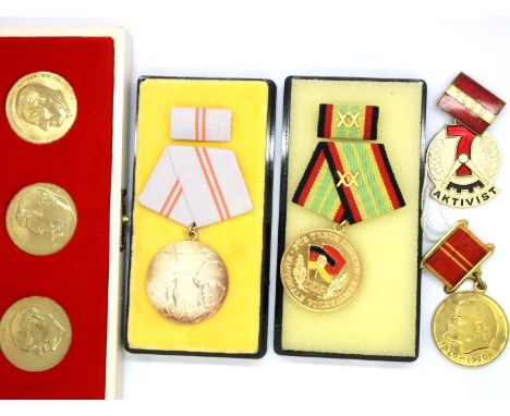 Five East German medals, four boxed. P&amp;P Group 1 (£14+VAT for the first lot and £1+VAT for subsequent lots) 