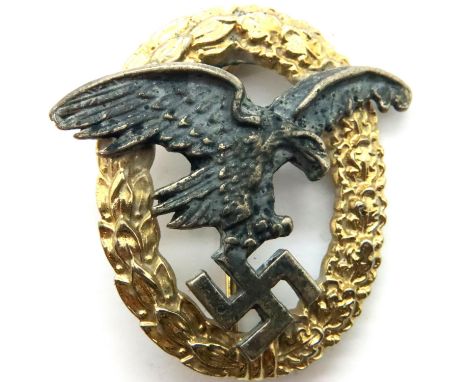 German Luftwaffe Pilots badge with signs of age, no visible makers marks. P&amp;P Group 1 (£14+VAT for the first lot and £1+V