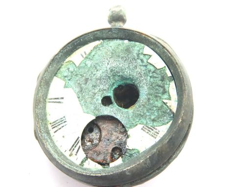WWI Relic Pocket Watch with a bullet hole through it. P&amp;P Group 1 (£14+VAT for the first lot and £1+VAT for subsequent lo