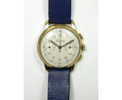 Precista (Southern Watch &amp; Clock Supplies, Orpington UK), a manual wind, gilt metal, gentleman's chronograph wristwatch, 