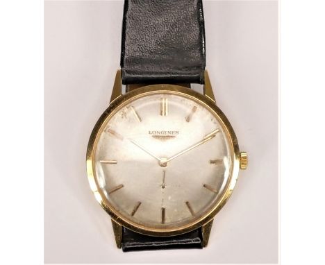 Longines, an 18K gold manual wind gentleman's wristwatch, c.1970's, ref 1700, silvered dial with baton markers, the 17 jewel 