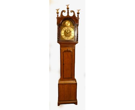 Tempus Fugit, a Georgian mahogany and oak 8 day longcase clock, the 12" dial with silvered chapter ring and applied cast bras