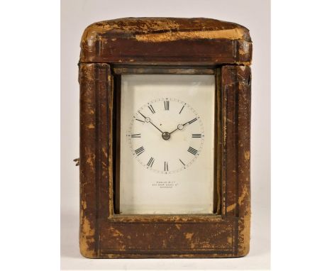 Payne & Co., 163 New Bond St., London, a brass carriage time piece, the white enamel dial with Roman numerals, the movement s