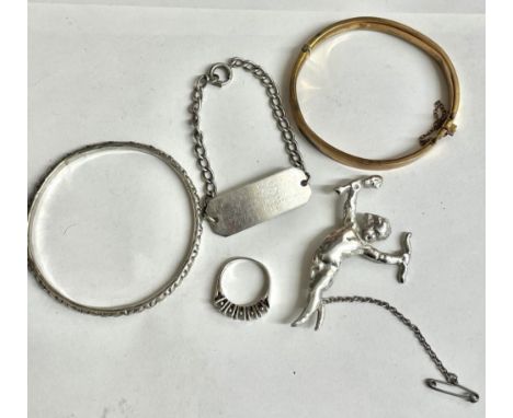 Silver Brooch , Bangle Etc &amp; Rolled Gold Bangle 