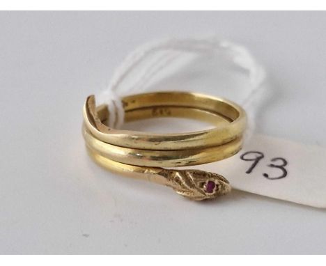 A Snake Ring 14Ct Gold Size R 3.8 Gms