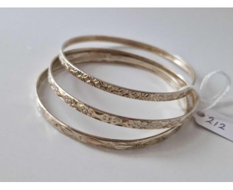 Three Silver Bangle