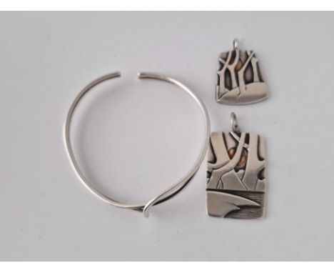 Two Australian Silver Pendant And A Bangle