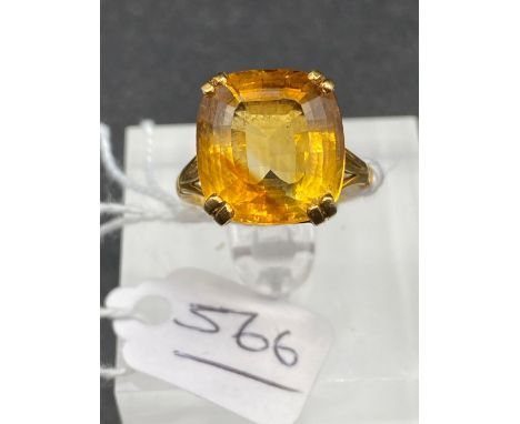 A Large Orange Citrine Dress Ring Size M 6.2 Gms