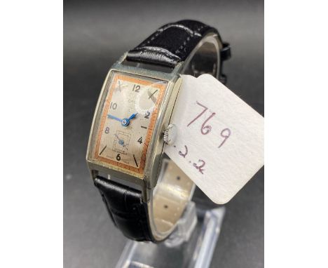 A Ladies Oris Rectangular Wrist Watch With Seconds Dial