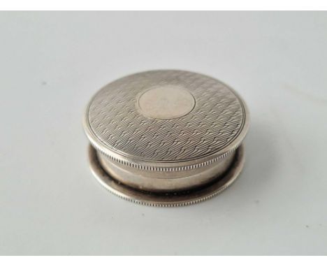 A Circular Jar And Cover With Engine Turned Decoration, 1.5" Diameter, Chester 1919 By Sil