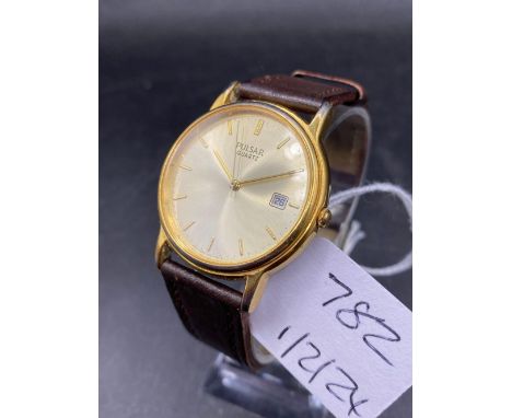 A Gents Pulsar Wrist Watch With Seconds Sweep And Date Aperture