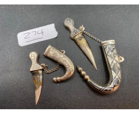 Two Large Stirling Silver And Neello Dagger Brooches 22 Gms
