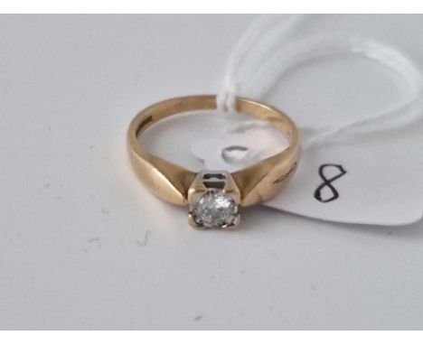 A Solitaire Diamond Ring 9Ct Size K 2.1 Gms