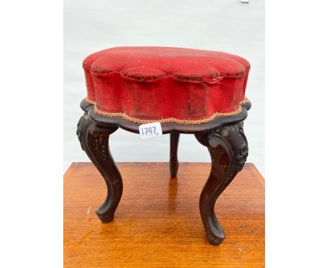 Victorian Shaped Circular Stool On Carved Rosewood Legs 14" Wide