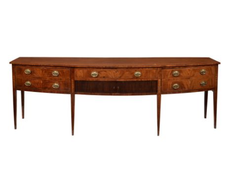 A GEORGE III MAHOGANY, CROSSBANDED, AND INLAID SIDEBOARDCIRCA 1790Of large and impressive proportion and bow-front outline93c