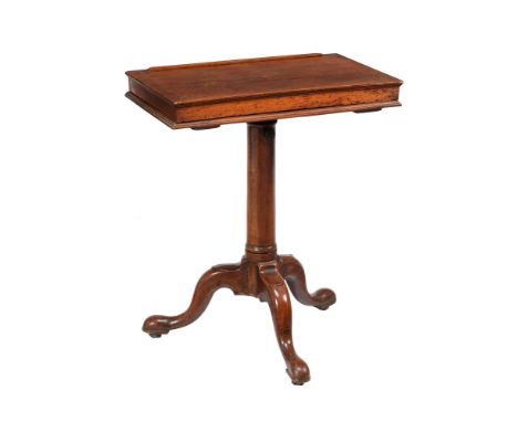 A GEORGE III MAHOGANY TRIPOD READING STAND CIRCA 1770 The rectangular top with easel support and ratchet action concealing tw