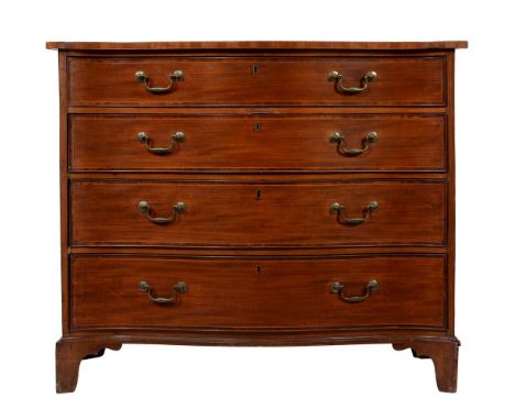 A GEORGE III MAHOGANY AND LINE INLAID SERPENTINE CHEST OF DRAWERS CIRCA 178599cm high, 120cm wide, 61cm deepCondition Report: