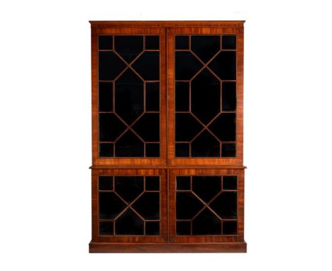 A REGENCY MAHOGANY AND LINE INLAID LIBRARY BOOKCASECIRCA 1820With astragal glazed doors237cm high, 161cm wide, 39cm deep Cond