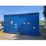 Large chemical storage lockup unit with sliding doors , length - 600cm , width - 150cm , height 320c