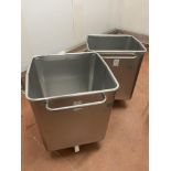 2 Mobile stainless steel product bins
