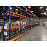 6 bays of heavy duty racking comprising of approximately 7 uprights 5m tall and 48 cross beams 2.7m