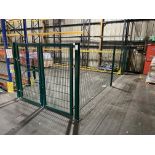 Green mesh fencing consisting of 10 uprights , double sided lockable gate and approximately 25m of 2
