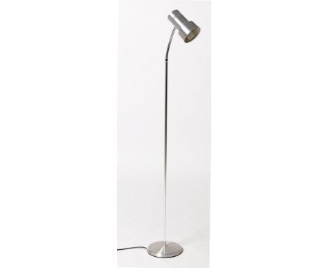 A mid 20th Century style brushed steel reading light , 147cms high.