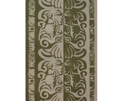 Edinburgh Weavers: A roll of grey and green patterned vintage fabric , 7.25 m.