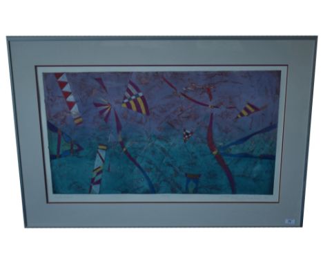 Bill Whaller Yermo I, signed, inscribed and dated '90, limited edition colour lithograph, 22/40, 80 x 50cms, in frame.