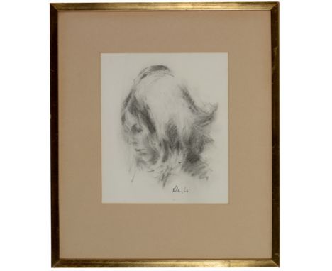 Harold Francis Riley, DL , DLitt , FRCS , DFA, ATC (b.1934 -) A bust portrait of a young woman, signed and dated '69, graphit