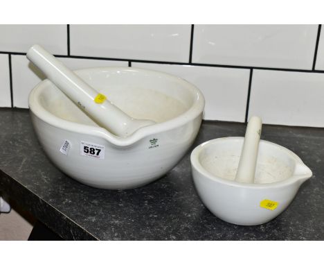 A ROSENTHAL AND AN EPL CERAMIC PESTLE AND MORTAR, comprising a Rosenthal pestle and mortar diameter 24cm, marked Rosenthal Te