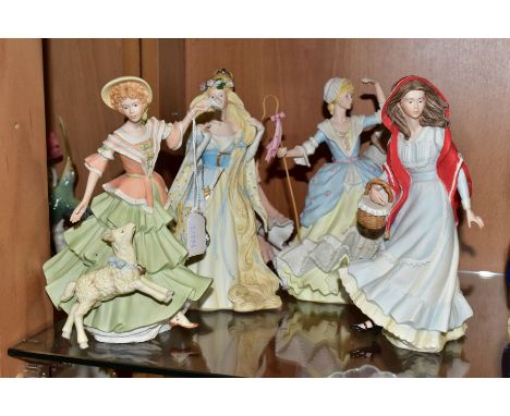 A SET OF SIX WEDGWOOD FOR DANBURY MINT BISQUE FAIRYTALE CHARACTERS, comprising 'Mary Had A Little Lamb', 'Red Riding Hood', '
