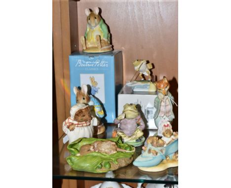 EIGHT POTTERY AND RESIN BEATRIX POTTER CHARACTERS, comprising Beswick 'Foxy Whiskered Gentleman' BP-2a, restored ear tip, 'Je