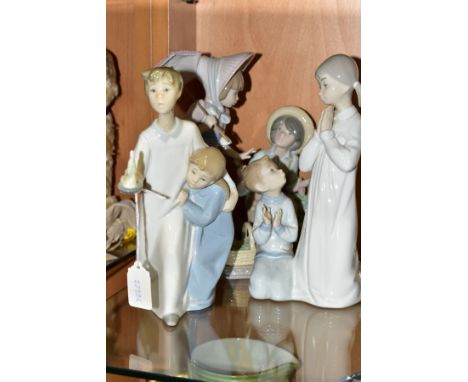 THREE LLADRO FIGURE GROUPS, comprising 'Children in nightshirts', model no. 4874, sculpted by F Garcia, issued 1974, height 2