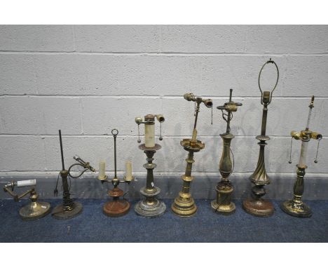 EIGHT VARIOUS VINTAGE TABLE LAMPS, of various styles, ages, materials, and country of origin (condition:-all ideal for restor