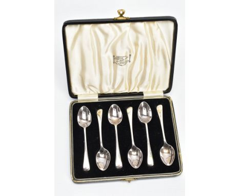 A CASED SET OF SIX SILVER TEASPOONS, each of an old English pattern, hallmarked 'T Wilkinson &amp; Sons' Birmingham, approxim